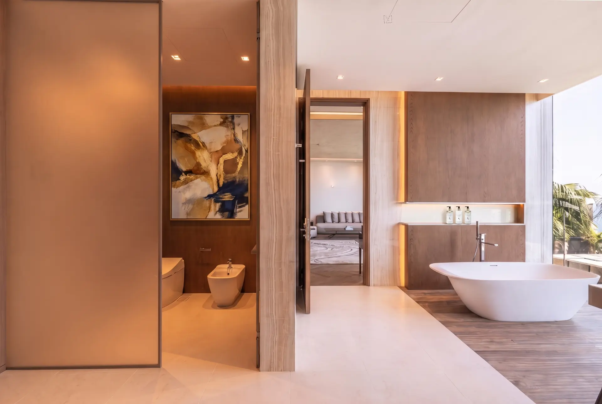 Jumeirah Bay Island Mansion, Dubai — principal bathroom with freestanding bath